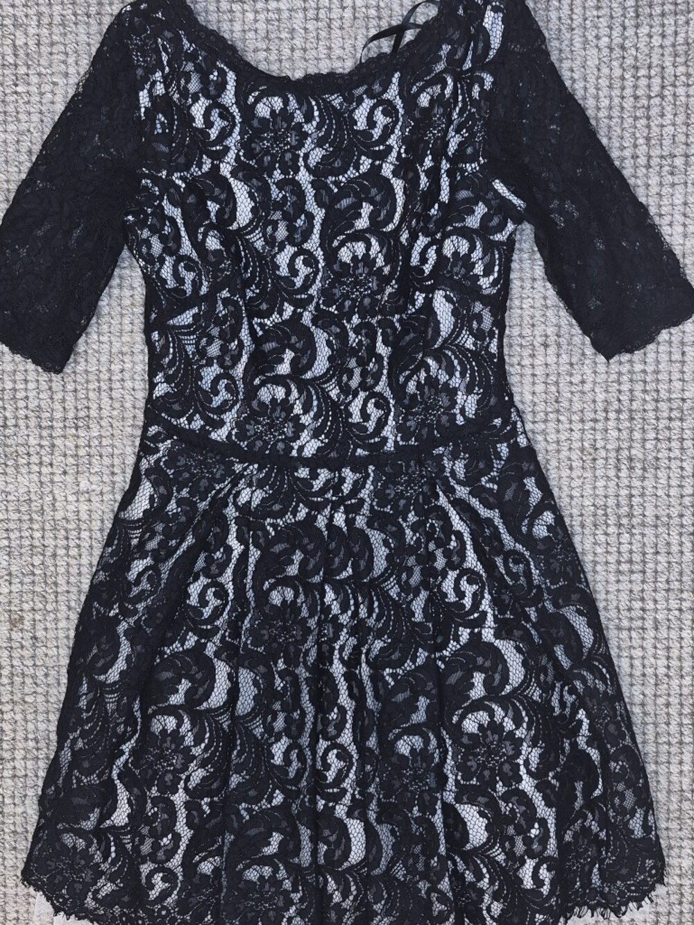 bebe Black Lace Long Sleeve Fit-and-Flare Dress Nwot